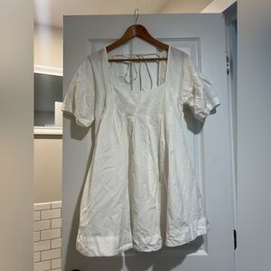 Free People White Puff Sleeve Mini Dress